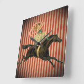 ヴィンテージサーカスアクロバットと馬時計 スクエア壁時計 (傾斜)