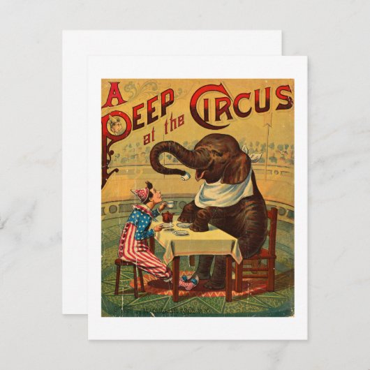 ヴィンテージサーカスイラストレーションアートオールドアンティークカード (正面/裏面)
