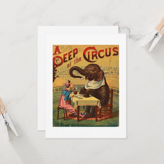 ヴィンテージサーカスイラストレーションアートオールドアンティーク カード (正面/裏面インサイチュ)