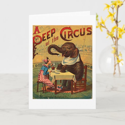 ヴィンテージサーカスイラストレーションアートオールドアンティーク カード (黄色い花)