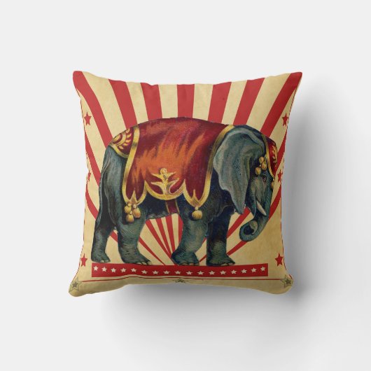 ヴィンテージサーカスイラストレーションアートオールドアンティーク クッション (裏面)