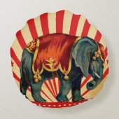 ヴィンテージサーカスイラストレーションアートオールドアンティーク ラウンドクッション (裏面)