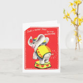 ヴィンテージサーカスエレファントバレンタイン カード (黄色い花)