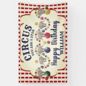 ヴィンテージサーカスエレファント誕生日 横断幕 (縦)