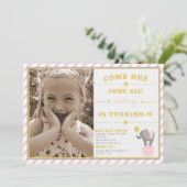 ヴィンテージサーカスエレファント- 6番目の誕生日 招待状 (スタンド正面)