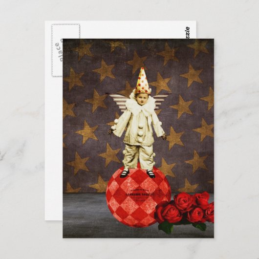 ヴィンテージサーカスエンジェルピエロ ポストカード (正面/裏面)