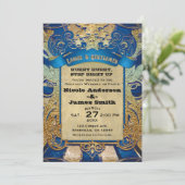 ヴィンテージサーカスカーニバルショータイム王室のブルー&金ゴールド 招待状 (スタンド正面)