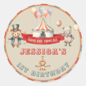 ヴィンテージサーカスカーニバルショー誕生日 ラウンドシール (正面)