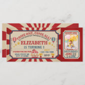 ヴィンテージサーカスカーニバルチケット誕生日招待状 (正面/裏面)