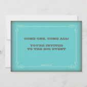 ヴィンテージサーカスカーニバルバースデーパーティーチケット 招待状 (裏面)