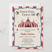 ヴィンテージサーカスカーニバルベビーシャワー 招待状 (正面)