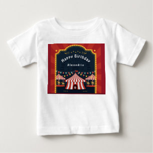 ヴィンテージサーカスカーニバルレッドハッピーバースデー時代 ベビーTシャツ