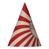 ヴィンテージサーカスカーニバルレッド&ブルー誕生日ハット パーティーハット (左)
