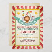 ヴィンテージサーカスカーニバル誕生日の招待 招待状 (正面/裏面)