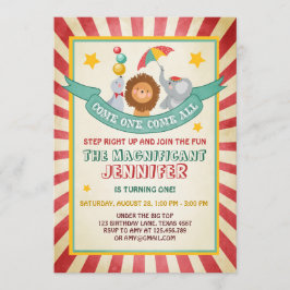 ヴィンテージサーカスカーニバル誕生日の招待 招待状