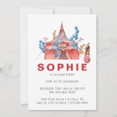 ヴィンテージサーカスカーニバル誕生日パーティーの招待 招待状 (正面)