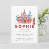 ヴィンテージサーカスカーニバル誕生日パーティーの招待 招待状 (スタンド正面)