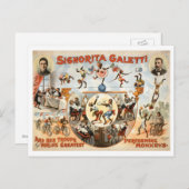 ヴィンテージサーカスガレットとパフォーミングモンキー ポストカード (正面/裏面)