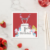 ヴィンテージサーカスケーキ1stバースデーウォーターカラー スタンダードカクテルナプキン (インサイチュ)