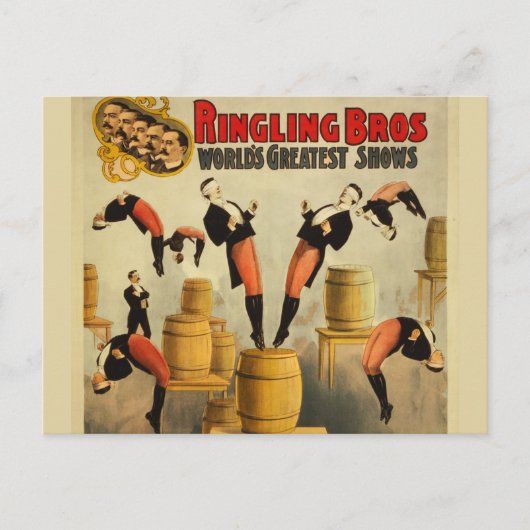 ヴィンテージサーカスサイドショーポスター ポストカード (正面)