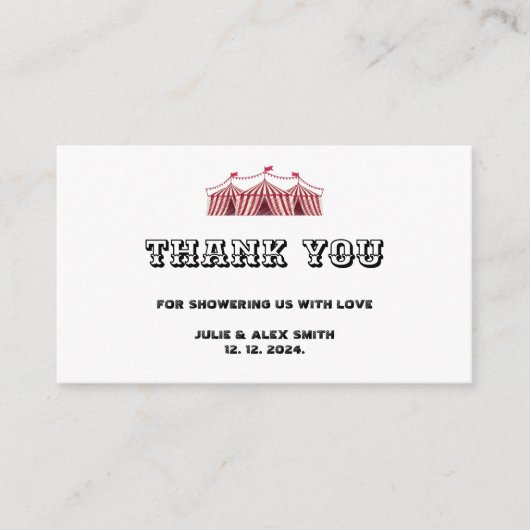 ヴィンテージサーカスサンキューベイビーシャワー エンクロージャーカード (正面)