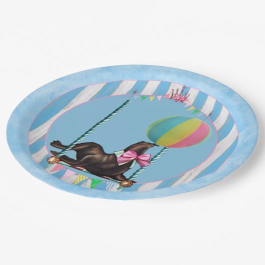 ヴィンテージサーカスシールパーティープレート ペーパープレート (アングル)