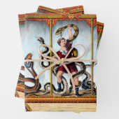 ヴィンテージサーカスススネークハンドラーとケージドアニマルウォラ ラッピングペーパーシート (インサイチュ)