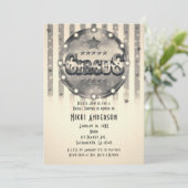 ヴィンテージサーカスストライプのストライプパーティの招待状 招待状 (スタンド正面)