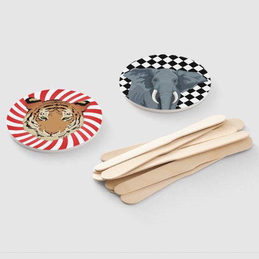 ヴィンテージサーカスタイガーと象のファン ハンドファン (組立なし)