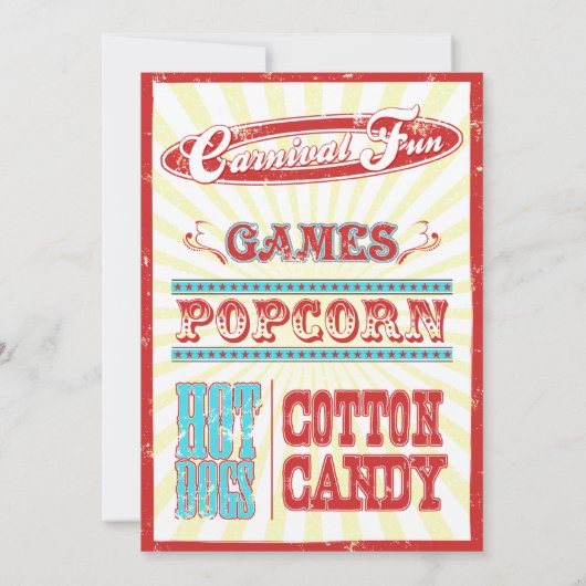 ヴィンテージサーカスタイポグラフィ誕生日パーティー招待状 招待状 (裏面)