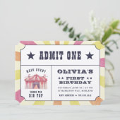 ヴィンテージサーカスチケット誕生日パーティーの招待 招待状 (スタンド正面)