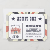 ヴィンテージサーカスチケット誕生日パーティーの招待 招待状 (正面)