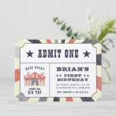 ヴィンテージサーカスチケット誕生日パーティーの招待 招待状 (スタンド正面)