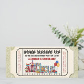 ヴィンテージサーカスチケット誕生日パーティーの招待 招待状 (スタンド正面)