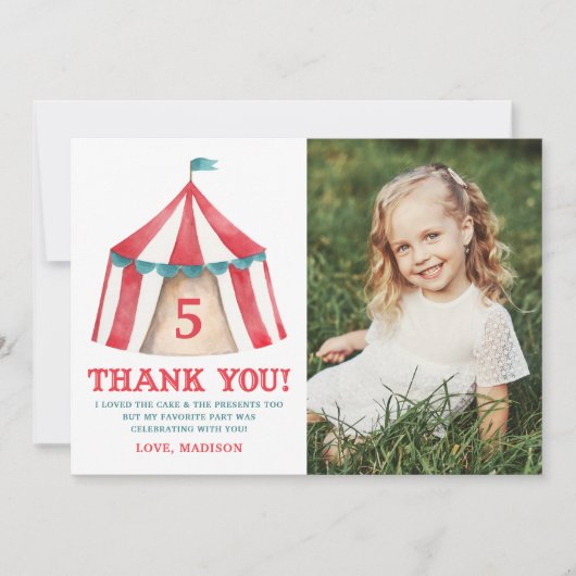 ヴィンテージサーカステントフォト誕生日ありがとう サンキューカード (正面)