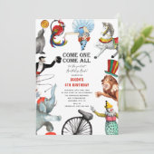 ヴィンテージサーカステーマ子供の誕生日招待状 招待状 (スタンド正面)