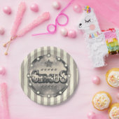 ヴィンテージサーカストライプのスストライプカスタムパーティー ペーパープレート (パーティー)