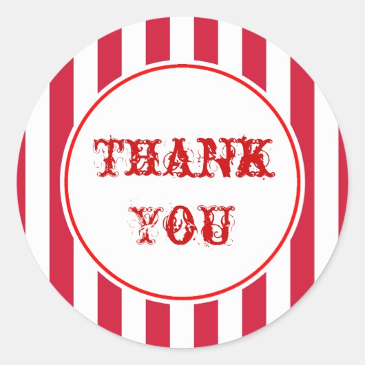 ヴィンテージサーカストライプスThank You Stickers ラウンドシール (正面)