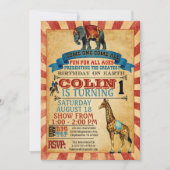 ヴィンテージサーカスバースデーパーティーの招待 招待状 (正面)