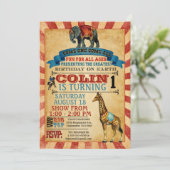 ヴィンテージサーカスバースデーパーティーの招待 招待状 (スタンド正面)