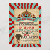 ヴィンテージサーカスバースデーパーティーの招待 招待状 (正面/裏面)