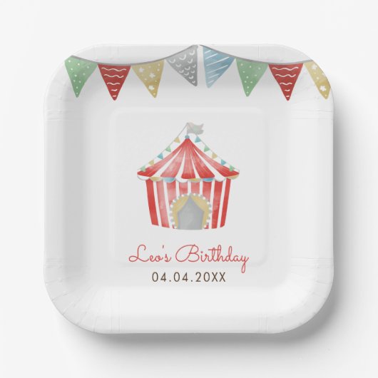 ヴィンテージサーカスバースデーパーティー ペーパープレート (正面)