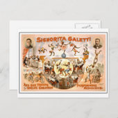 ヴィンテージサーカスパフォーミングモンキー ポストカード (正面/裏面)