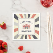 ヴィンテージサーカスパーソナライズされたバースデーパーティー スタンダードカクテルナプキン (インサイチュ)