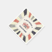 ヴィンテージサーカスパーソナライズされたバースデーパーティー スタンダードカクテルナプキン (角)