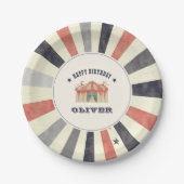 ヴィンテージサーカスパーソナライズされたバースデーパーティー ペーパープレート (正面)