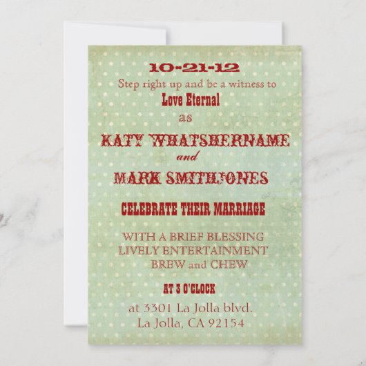 ヴィンテージサーカスビッグトップ結婚式招待状 招待状 (裏面)