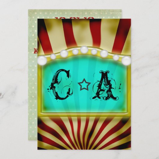 ヴィンテージサーカスビッグトップ結婚式招待状 招待状 (正面/裏面)