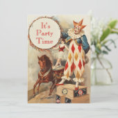 ヴィンテージサーカスピエロカスタムバースデーパーティー招待状 招待状 (スタンド正面)