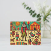 ヴィンテージサーカスピエロコラージュ ポストカード (スタンド正面)